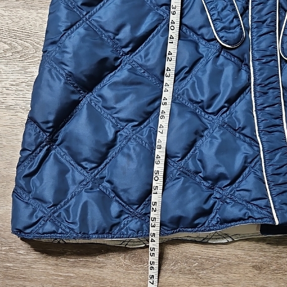 Vintage Eddie Bauer Black Label Navy and White Quilted Down Robe Size Medium - Picture 12 of 13